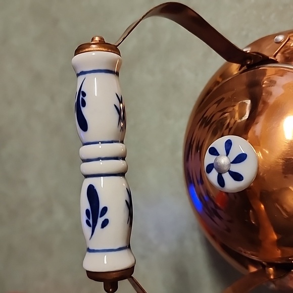 Vintage Copper Tea Kettle with Ceramic Handle and ceramic Knob on lid - Picture 13 of 14